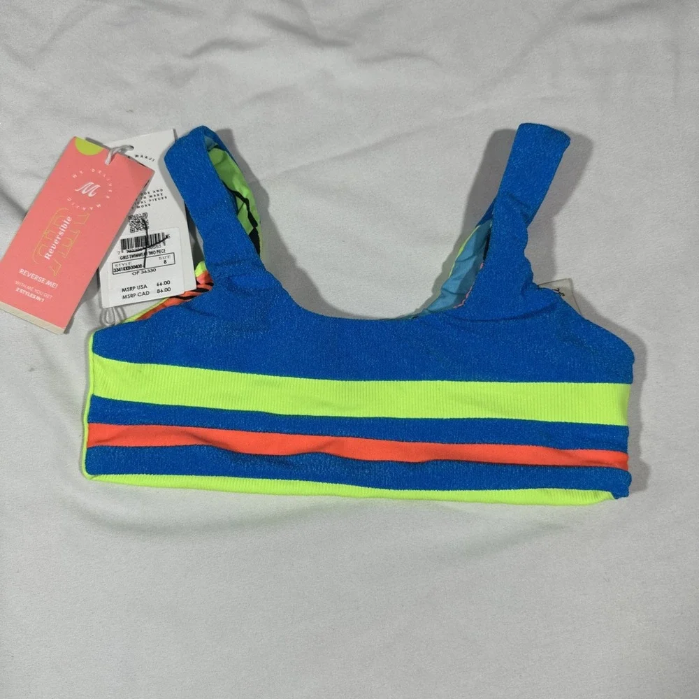NWT Maaji [ Girls Sz 8 ] 3-Way Iceland Reversible Bikini TOP‎ ONLY #U1288